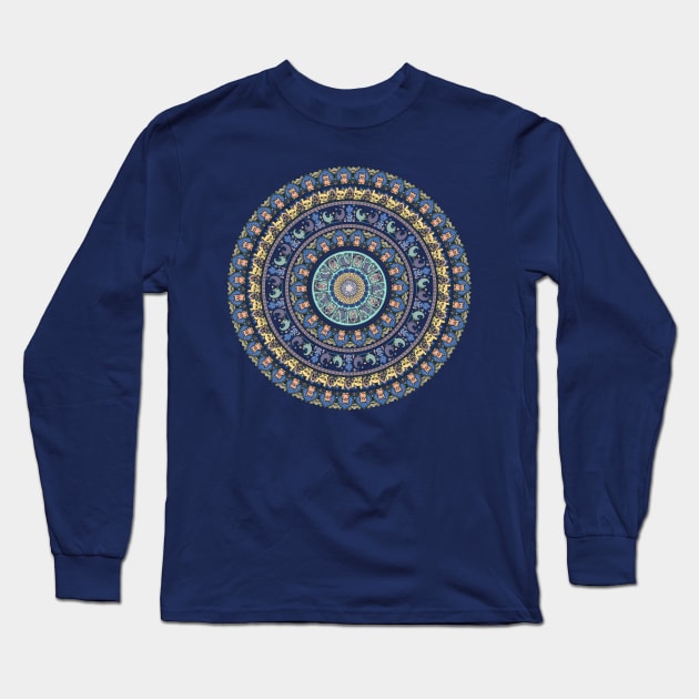 Frenchie Yoga Medallion Long Sleeve T-Shirt by huebucket